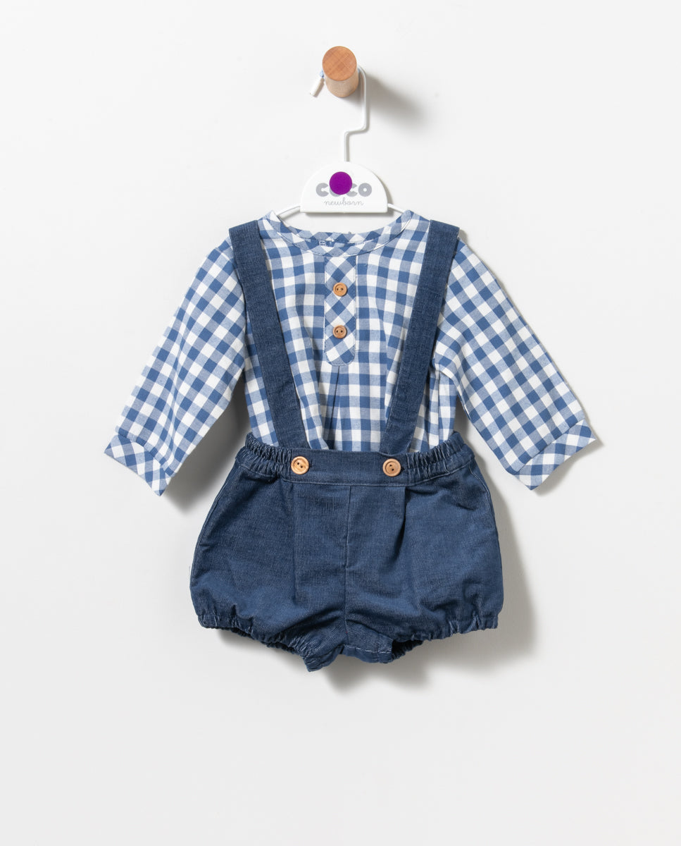 Conjunto niño con camisa de cuadros de Coco Acqua 2024 - Detalle 1 - Moda Infantil Chicle