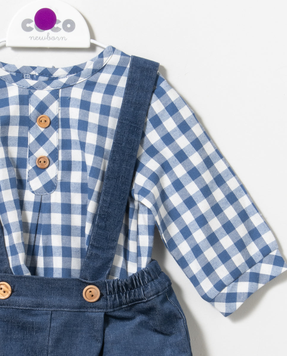 Conjunto niño con camisa de cuadros de Coco Acqua 2024 - Detalle 2 - Moda Infantil Chicle