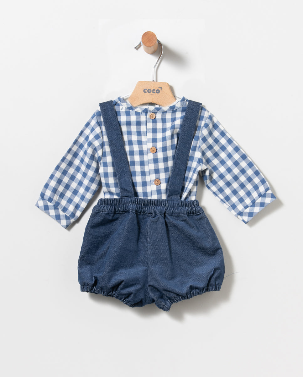 Conjunto niño con camisa de cuadros de Coco Acqua 2024 - Frontal - Moda Infantil Chicle