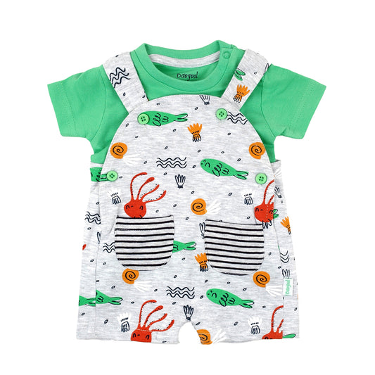 Conjunto peto + camiseta bebé de niño en manga corta - Frontal - Moda Infantil Chicle