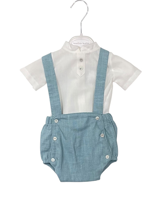 Conjunto ranita de ni�o en verde agua - Cosiendo Sue�os - Frontal - Moda Infantil Chicle