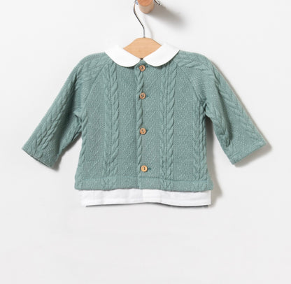 Jersey + bermuda cuadros gris - Coco Acqua invierno 2024 - Detalle 1 - Moda Infantil Chicle