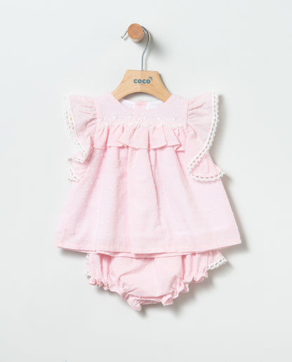 Jesusin de Plumeti en rosa de Coco Acqua - Frontal - Moda Infantil Chicle