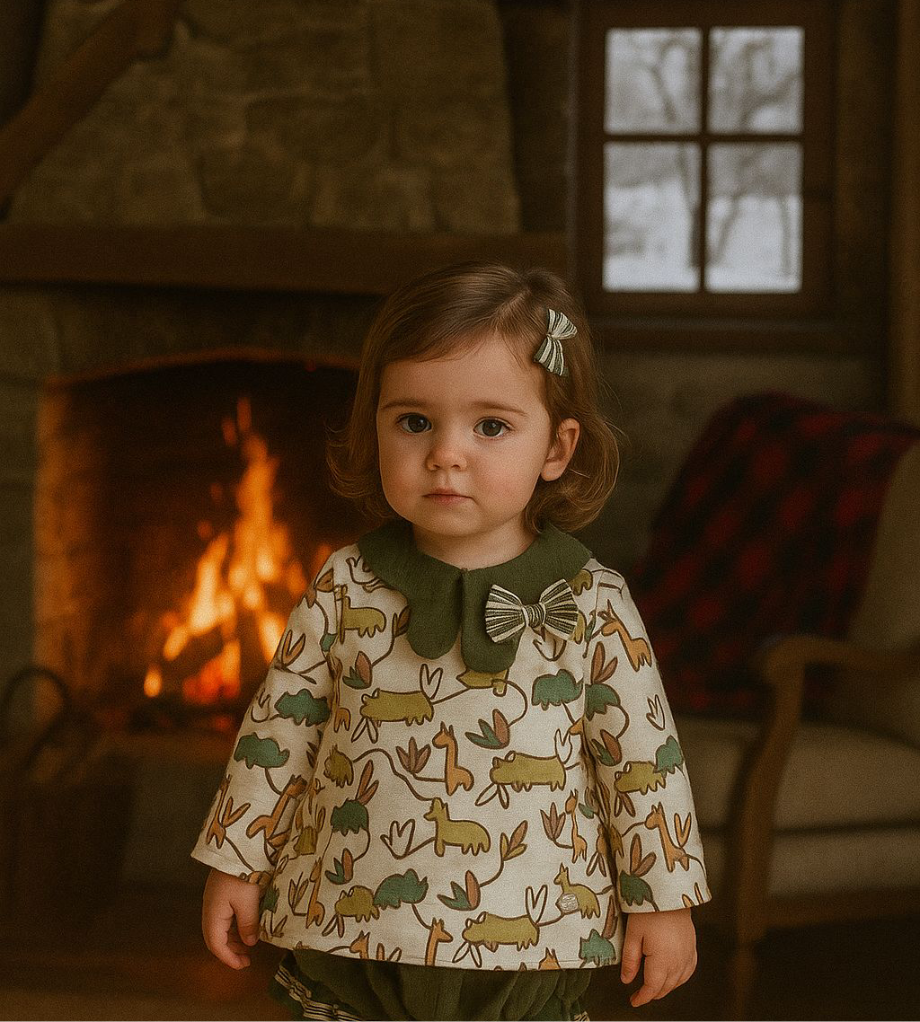 Jesusito en verdes - Basmarti invierno 2024 - Frontal - Moda Infantil Chicle