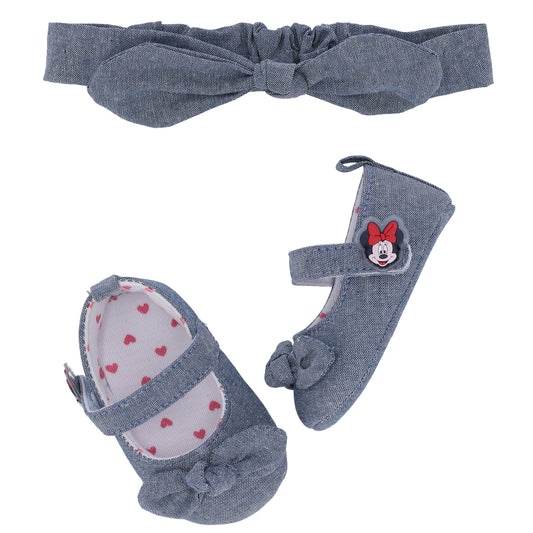 Manoletinas o bailarinas bebé en vaquero de Minnie Disney - Frontal - Moda Infantil Chicle