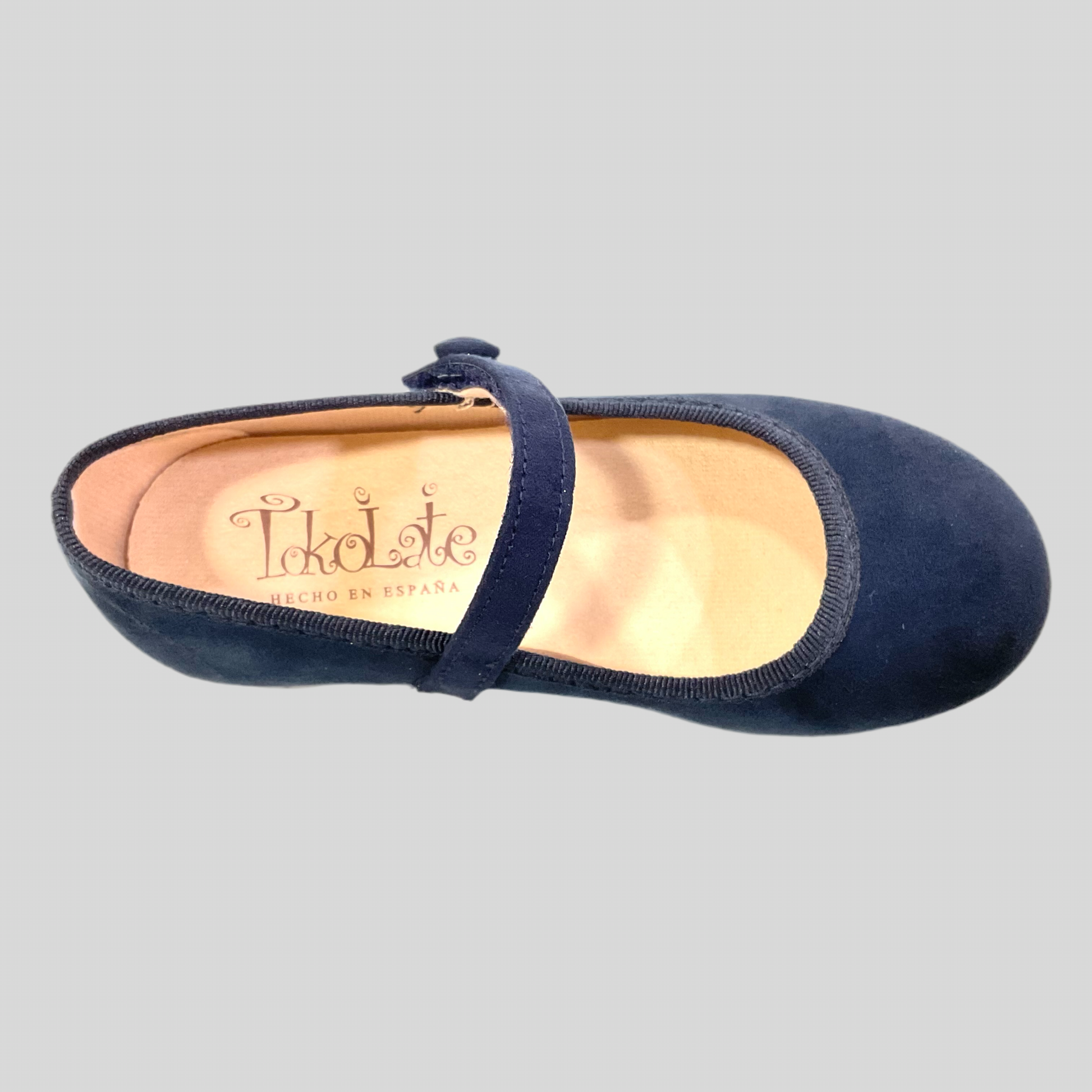 Merceditas azul marino en Serratex botón de niña - Tokolate - Detalle 1 - Moda Infantil Chicle