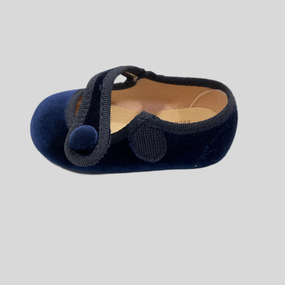 Merceditas terciopelo bot�n de ni�a azul marino - Tokolate ( del 18 al 30 ) - Detalle 3 - Moda Infantil Chicle