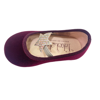 Merceditas terciopelo burdeos con estrella ?? - Tokolate - Frontal - Moda Infantil Chicle