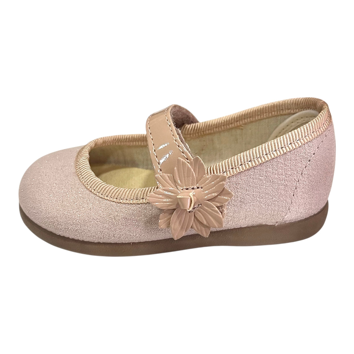 Merceditas turia correa de ni�a, flor rosa  - Tokolate ( 19 al 30 ) - Frontal - Moda Infantil Chicle