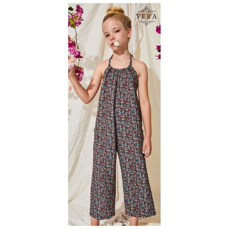 Mono de niña estampado de flores - Vera 2023 - Frontal - Moda Infantil Chicle