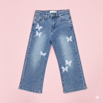 Pantal�n vaquero con mariposas - pronta moda - Frontal - Moda Infantil Chicle