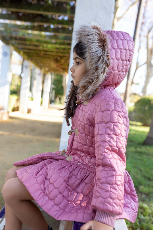 Parka en rosa empolvado - Frontal - Moda Infantil Chicle