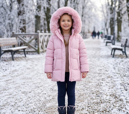 Parka ni�a en rosa acolchado con brillantitos - Detalle 2 - Moda Infantil Chicle