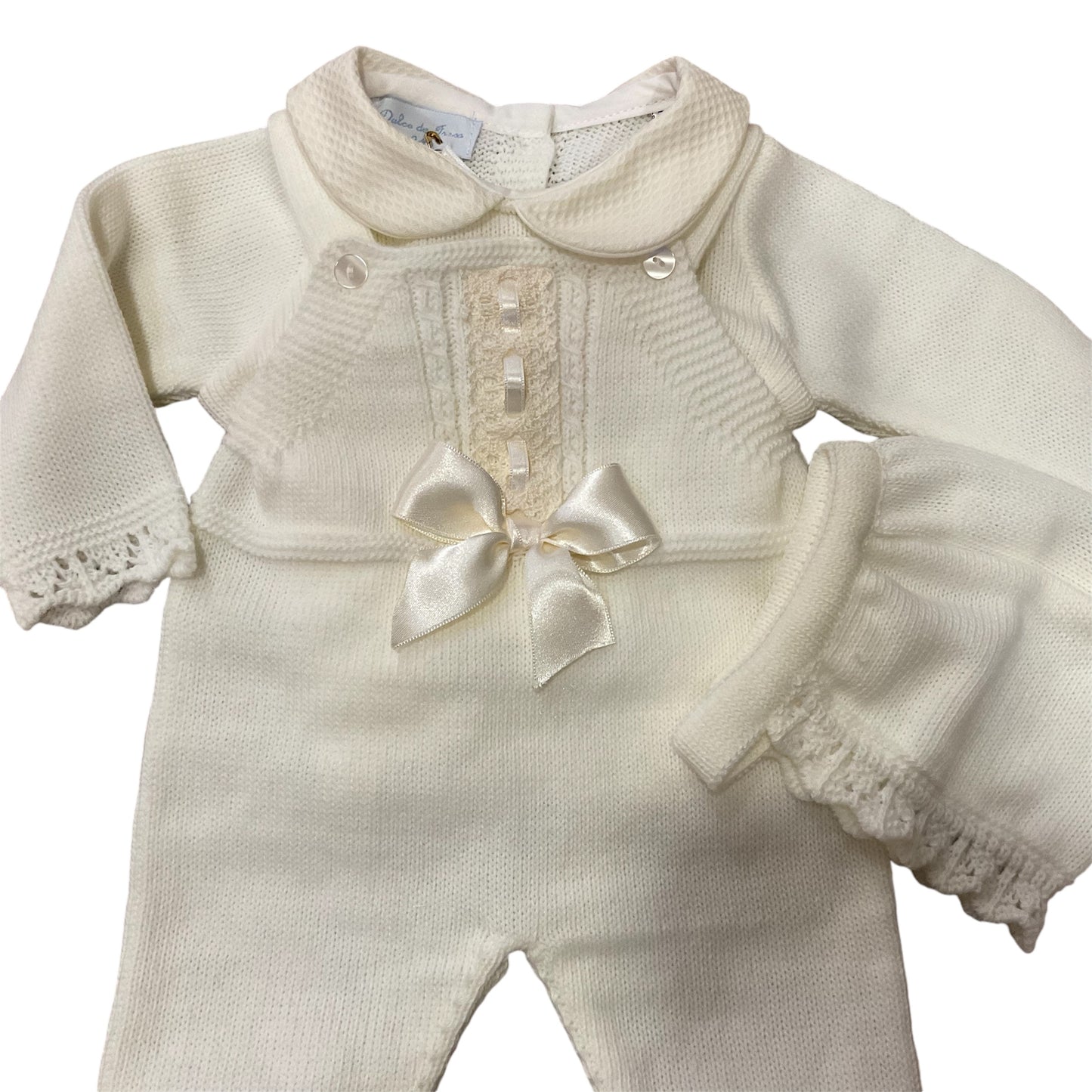 Peto de lana 3 piezas en beige - Dulce de Fresa - Detalle 3 - Moda Infantil Chicle
