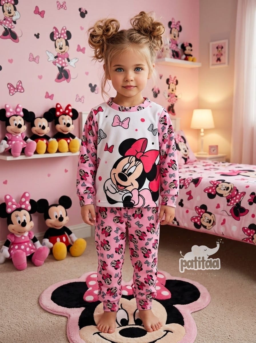 Pijama Minnie es polar de ni�o - Patitaa - Frontal - Moda Infantil Chicle