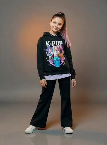 Chandal 3pz de niña negro K- Pop - Pronta Moda