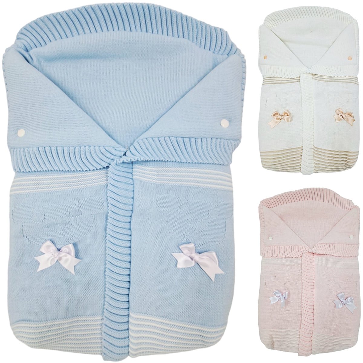 Saco de punto con lazos para bebés - Frontal - Moda Infantil Chicle