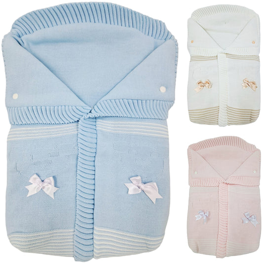 Saco de punto con lazos para bebés - Frontal - Moda Infantil Chicle