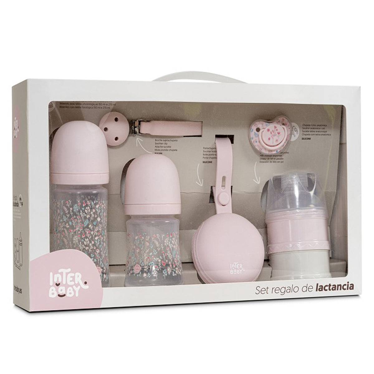 Set Regalo 6 piezas Lactancia INTERBABY Flores Petalos - Frontal - Moda Infantil Chicle