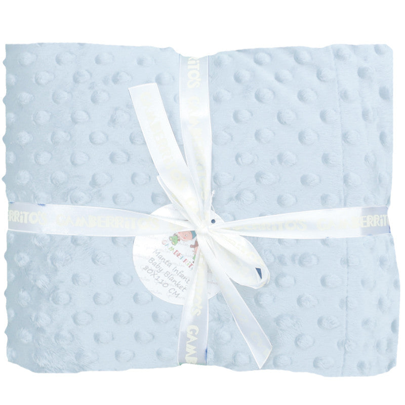Set regalo en azul claro, manta y doudou de topos, Gamberritos - Detalle 1 - Moda Infantil Chicle