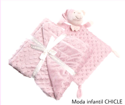 Set regalo en rosa claro, manta y doudou de topos, Gamberritos - Detalle 3 - Moda Infantil Chicle