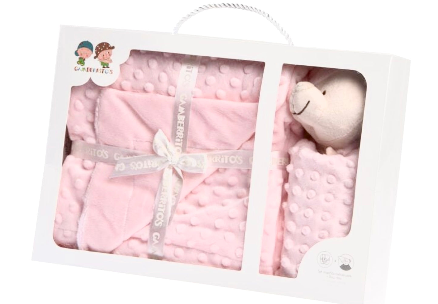 Set regalo en rosa claro, manta y doudou de topos, Gamberritos - Detalle 4 - Moda Infantil Chicle