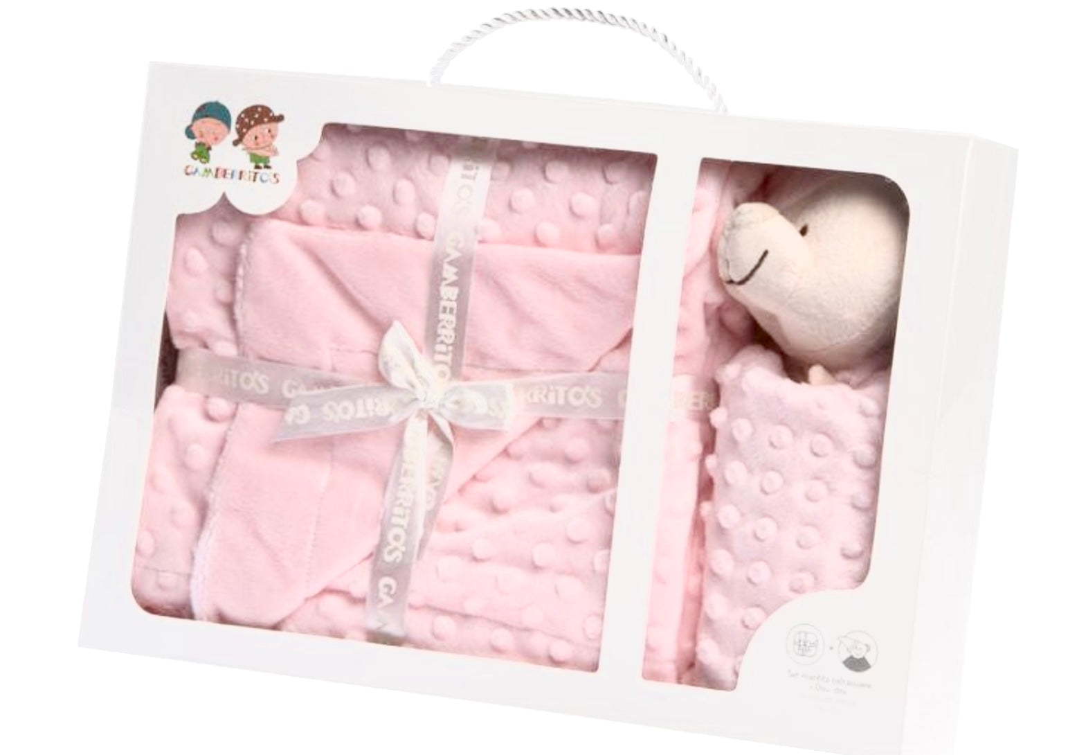 Set regalo en rosa claro, manta y doudou de topos, Gamberritos - Detalle 4 - Moda Infantil Chicle