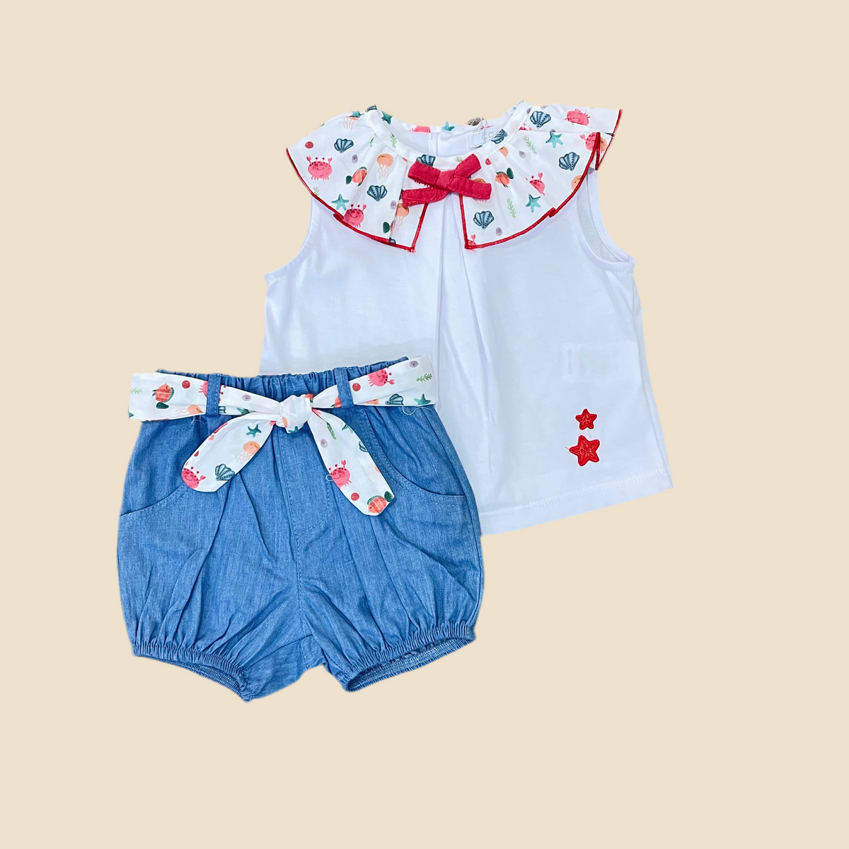 Short + camiseta beb�  estampado del mar - Coco Acqua 2025 - Detalle 1 - Moda Infantil Chicle