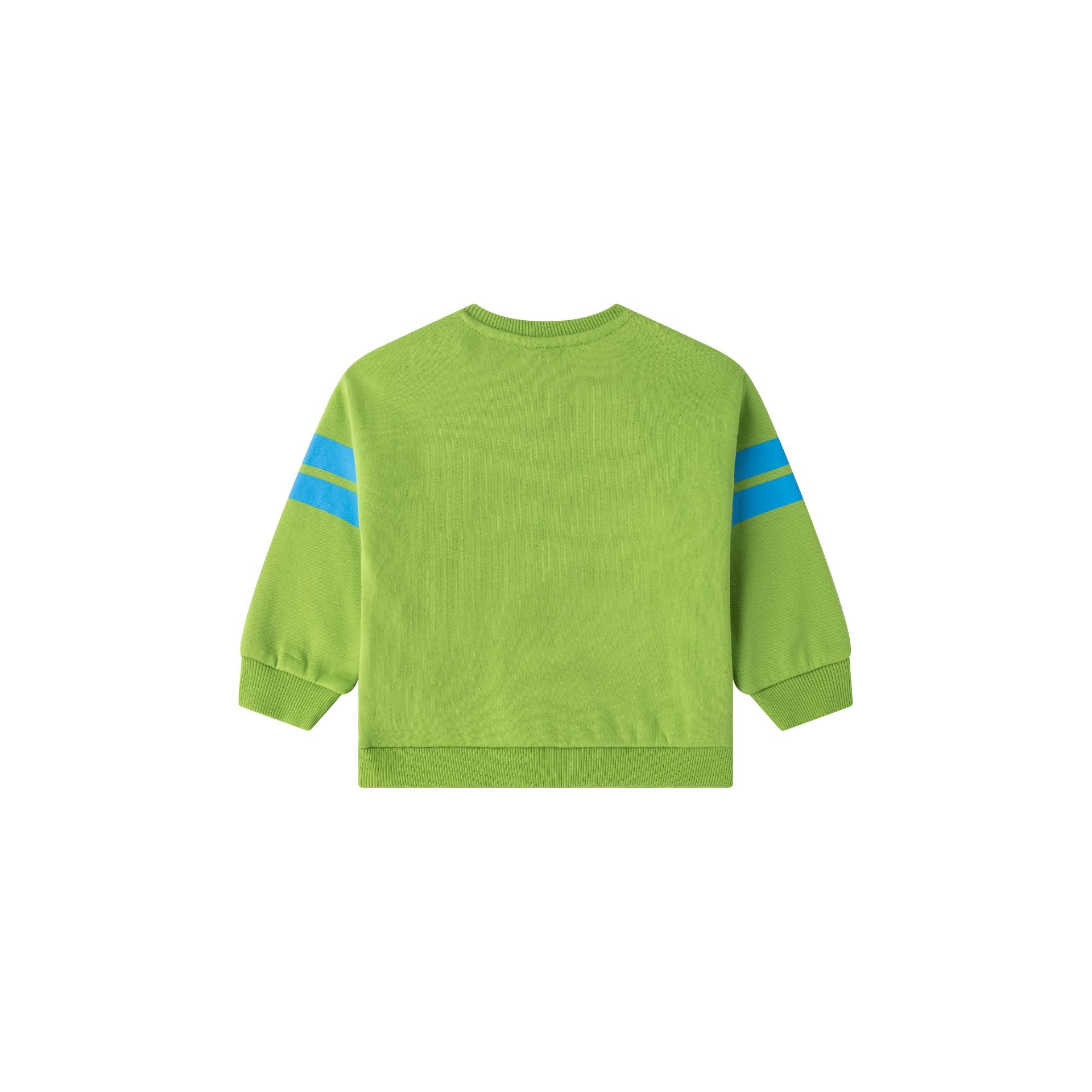 Sudadera bebé en pistacho con robot azul - Newness invierno 2024 - Detalle 1 - Moda Infantil Chicle