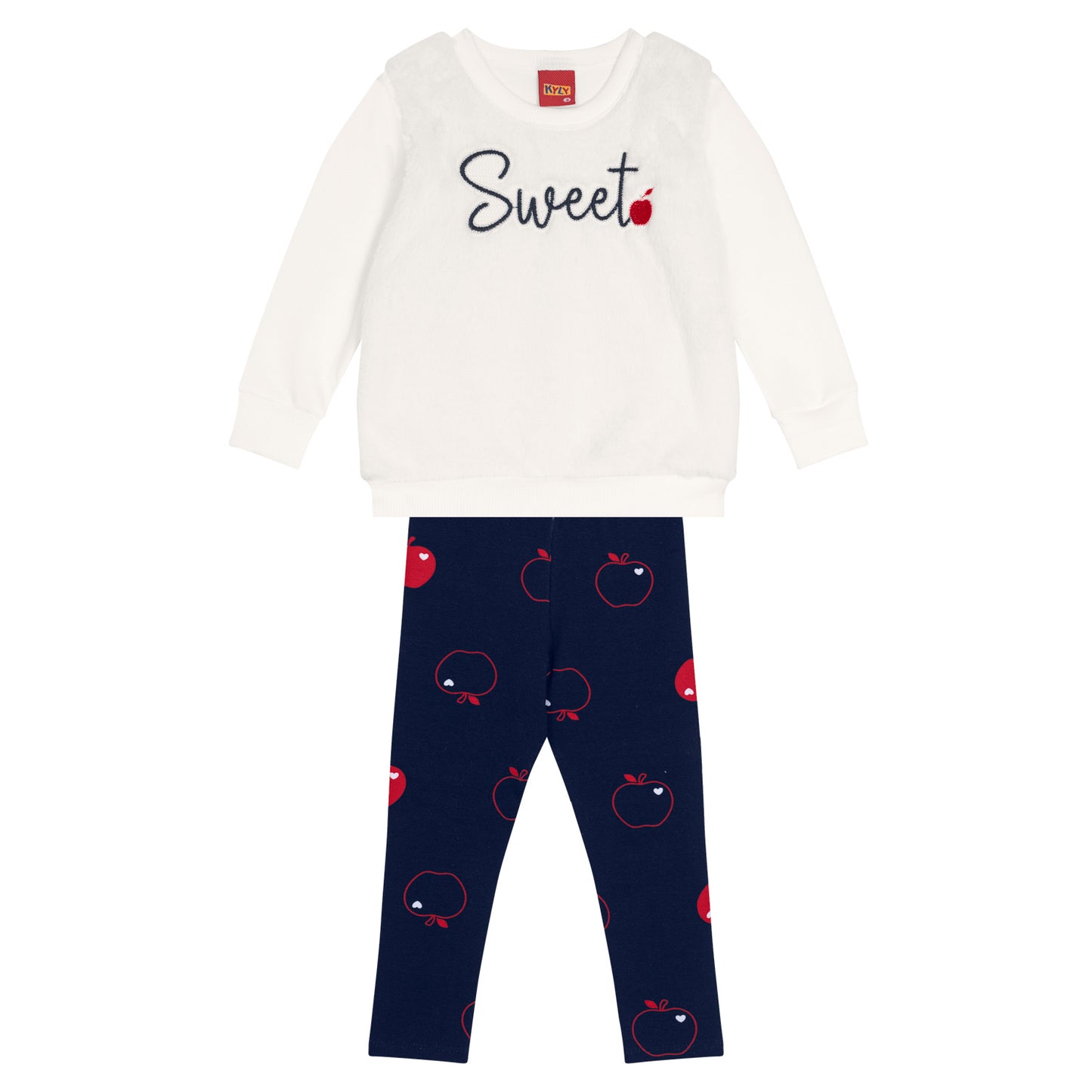 Sudadera Blanca con Leggins - Kyly invierno 2024 - Frontal - Moda Infantil Chicle