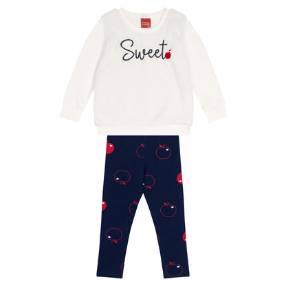 Sudadera Blanca con Leggins - Kyly invierno 2024 - Frontal - Moda Infantil Chicle