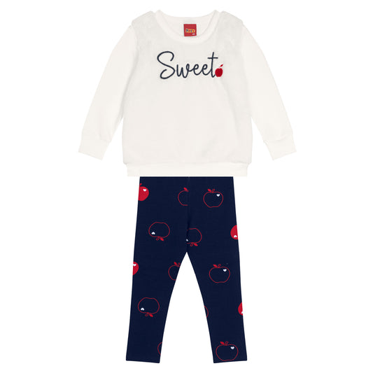 Sudadera Blanca con Leggins - Kyly invierno 2024 - Frontal - Moda Infantil Chicle