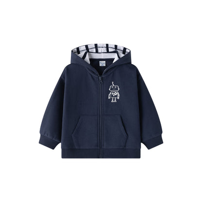 Sudadera con cremallera con robot - Newness invierno 2024 - Frontal - Moda Infantil Chicle