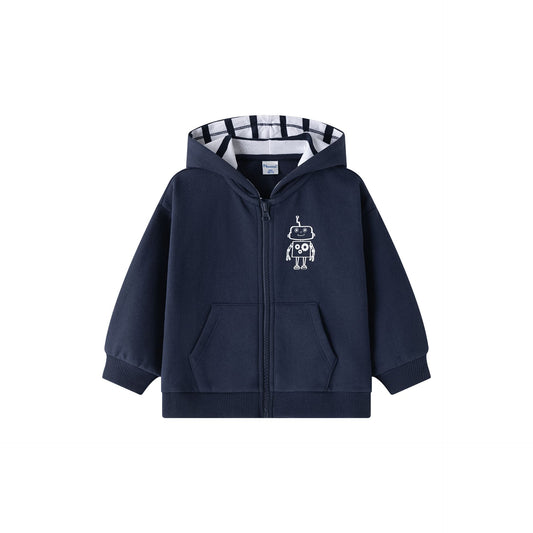 Sudadera con cremallera con robot - Newness invierno 2024 - Frontal - Moda Infantil Chicle