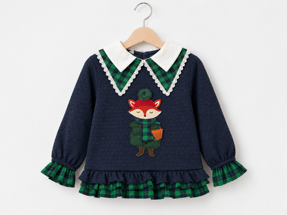 Sudadera ni�a de punto, zorrito con bufanda - Basmarti - Frontal - Moda Infantil Chicle