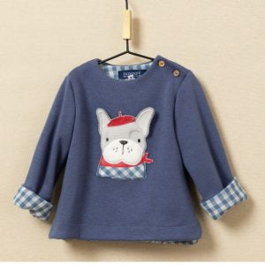 Sudadera ni�o perrito con boina Pompidou- Basmarti - Frontal - Moda Infantil Chicle