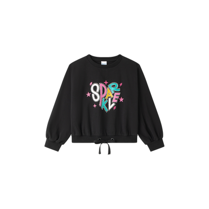 Sudadera niña en negra - Newness invierno 2024 - Frontal - Moda Infantil Chicle