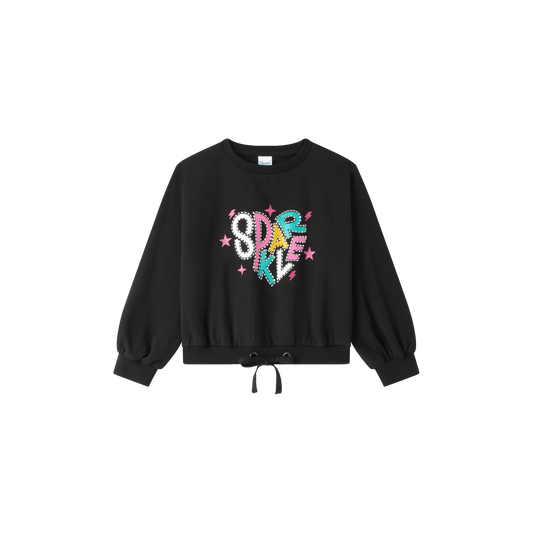 Sudadera niña en negra - Newness invierno 2024 - Frontal - Moda Infantil Chicle