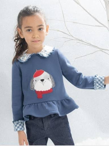 Sudadera perro de ni�a  - Basmarti - Frontal - Moda Infantil Chicle