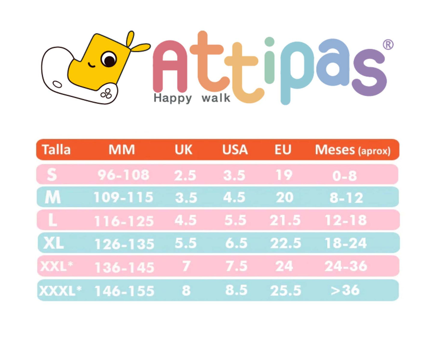 Tabla de tallas attipas