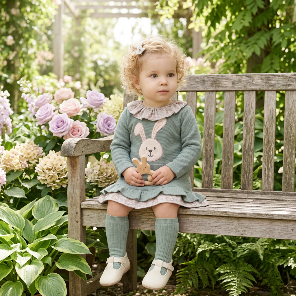 Vestido beb� ni�a conejo bolsillo - Basmarti - Detalle 2 - Moda Infantil Chicle