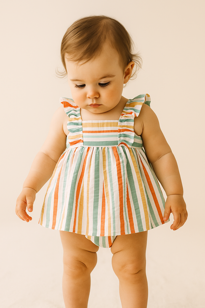 Vestido beb� ni�a de Primavera verano 2024 de Coco Acqua - Frontal - Moda Infantil Chicle