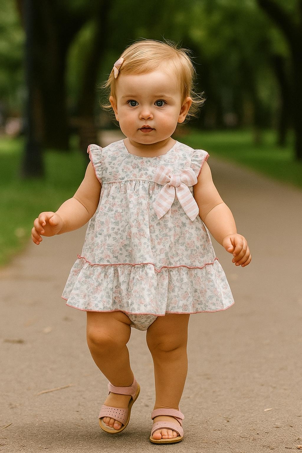 Vestido beb� primavera de Coco Acqua - Frontal - Moda Infantil Chicle