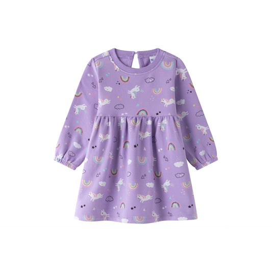 Vestido bebé algodón de unicornios - Newness invierno 2024 - Frontal - Moda Infantil Chicle