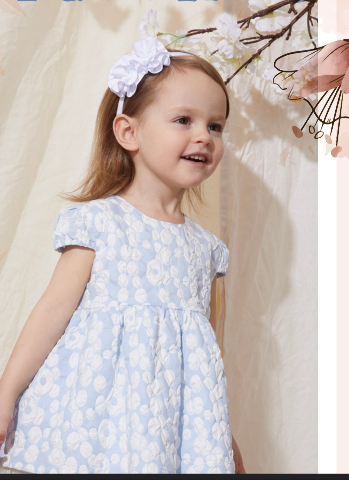 Vestido ceremonia azul de ni�a -  Newness - Frontal - Moda Infantil Chicle
