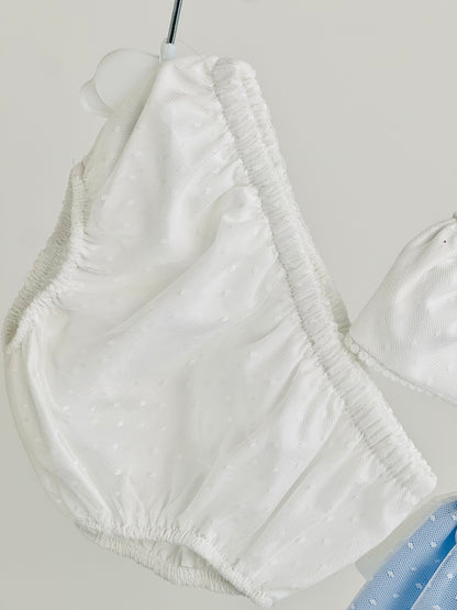 Vestido ceremonia de tul en celeste  - Coco Acqua 2025 - Detalle 3 - Moda Infantil Chicle