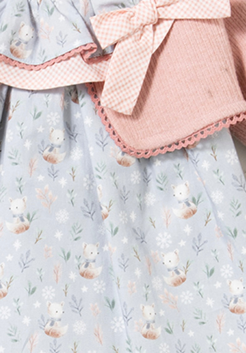 Vestido, chaqueta y cubre pañal - Coco Acqua invierno 2024 - Detalle 5 - Moda Infantil Chicle
