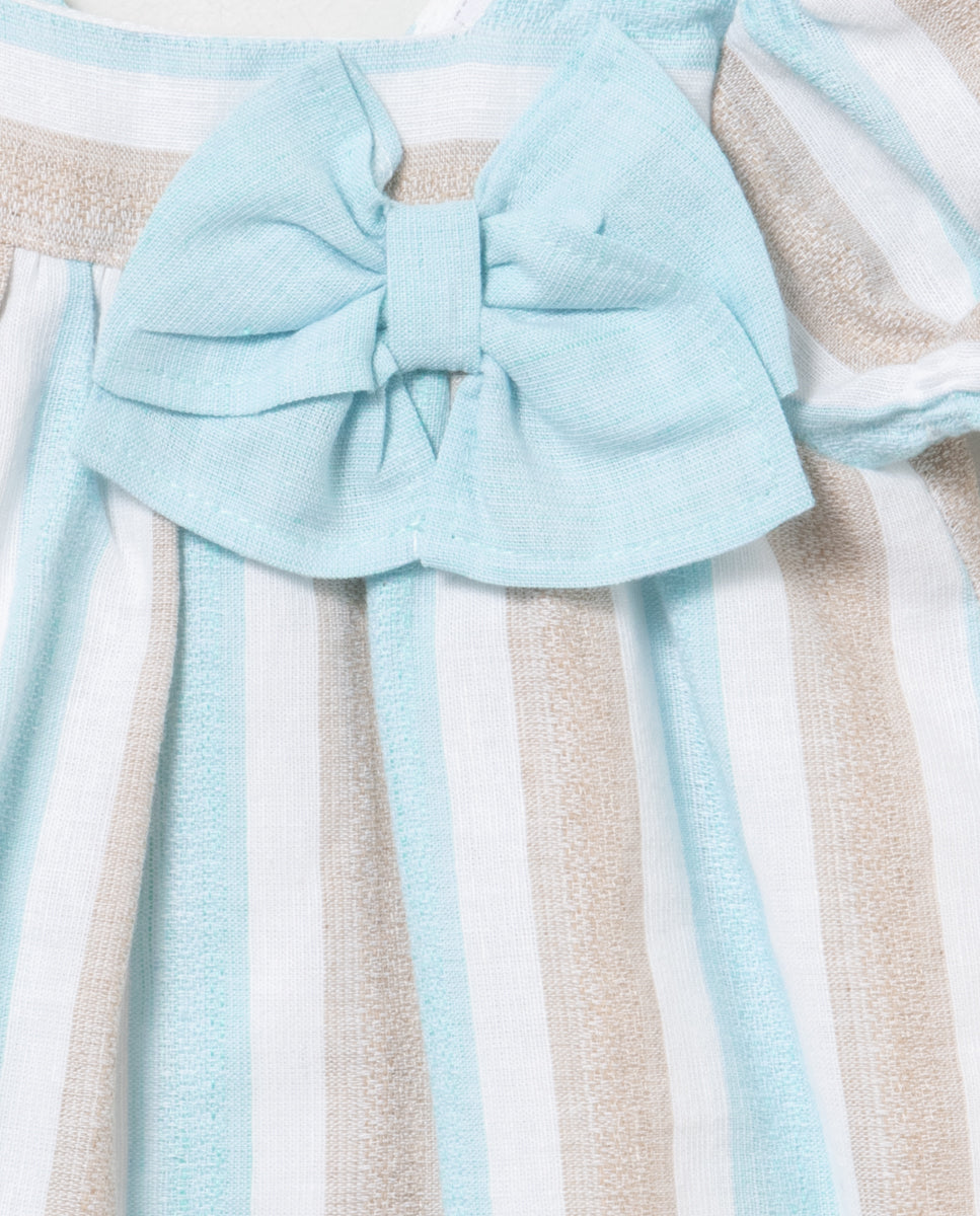 Vestido con braguita en turquesa de primavera 2024 de Coco Acqua - Detalle 3 - Moda Infantil Chicle