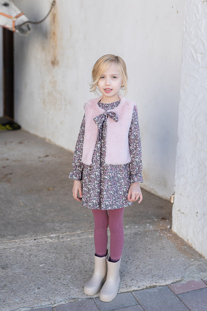 Vestido con chaleco - Coco Acqua Invierno 2024 - Frontal - Moda Infantil Chicle