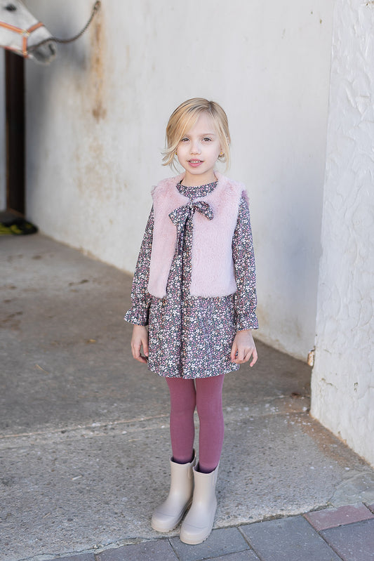 Vestido con chaleco - Coco Acqua Invierno 2024 - Frontal - Moda Infantil Chicle